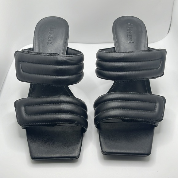 Abound Sandals Womens Size 6 Qarly Heeled Black Square Toe Slip On Heels - Picture 7 of 8